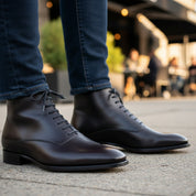 Handmade Mens Fashion Ankle Leather Boot, Men Black Lace Up Boot, Mens Boot - model-casual-setting