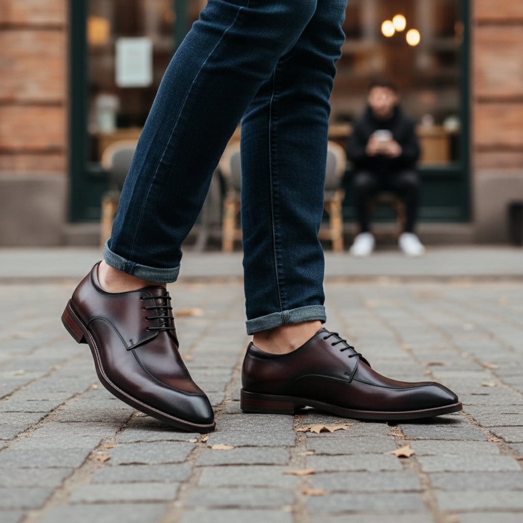 Men's Genuine Leather Formal Oxfords - model-casual-setting
