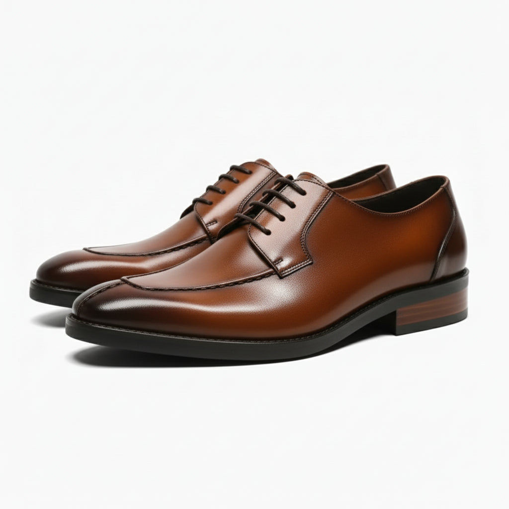 Men's Black Leather Derby Shoes - model-casual-setting