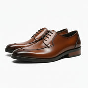 Men's Black Leather Derby Shoes - model-casual-setting