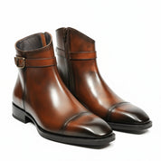 Men's Brown Leather Ankle Boots - model-casual-setting