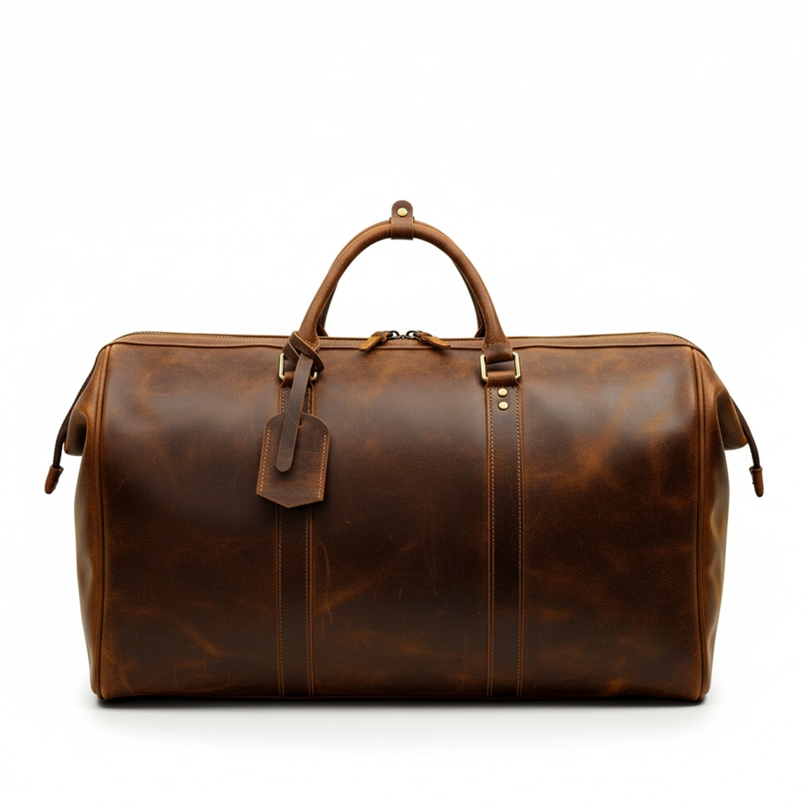 Men's Genuine Leather Travel Duffel Bag - model-casual-setting