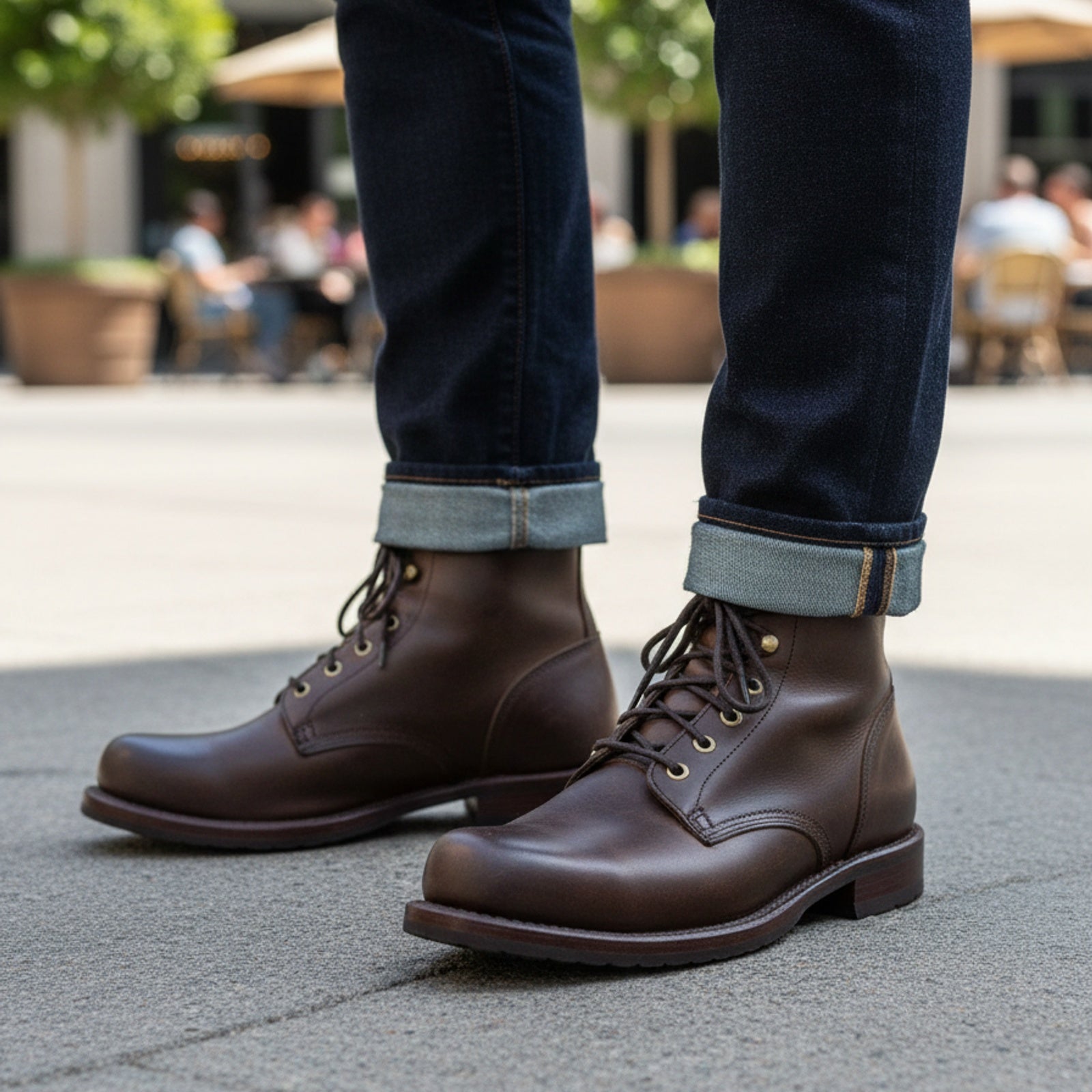 Men Brown Combat Boot, Lace Up Boots, Handmade Leather Boot - model-casual-setting