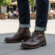 Men Brown Combat Boot, Lace Up Boots, Handmade Leather Boot - model-casual-setting