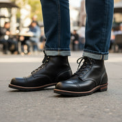 Men's Ankle High Black Leather Casual Boots - model-casual-setting