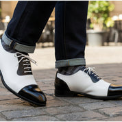 Men's Black and White Spectator Dress Shoes - model-casual-setting