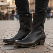 model-casual-setting - Men's Black Leather Biking Boots