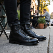 model-casual-setting - Men's Black Leather Cap Toe Boots