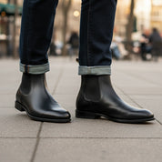 model-casual-setting - Men's Black Leather Chelsea Ankle Boots