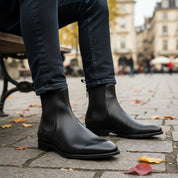 model-casual-setting - Men's Black Leather Chelsea Boots Ankle Style