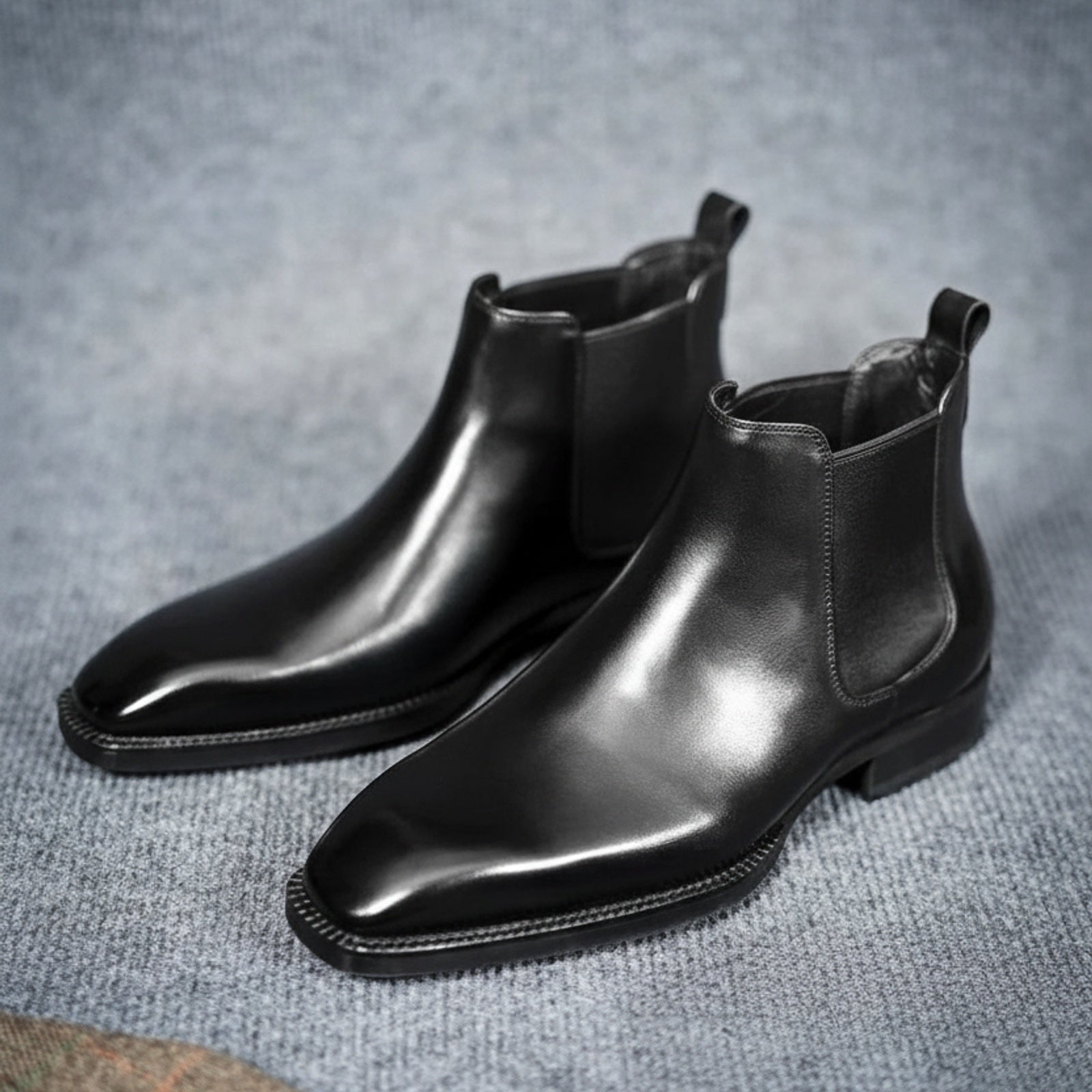 model-casual-setting - Men's Black Leather Chelsea Boots
