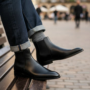 model-casual-setting - Men's Black Leather Chelsea Boots