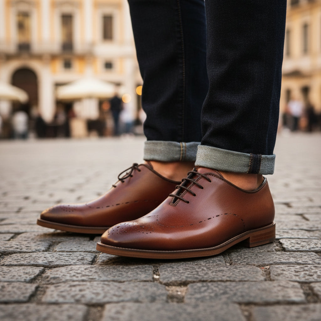 model-casual-setting - Men's Black Leather Derby Dress Shoes