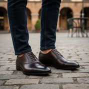 model-casual-setting - Men's Black Leather Formal Dress Shoes