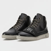 model-casual-setting - Men's Black Leather High-Top Sneakers