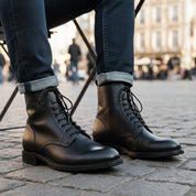 model-casual-setting - Men's Black Leather Lace-Up Ankle Boots