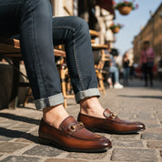 model-casual-setting - Men's Black Leather Modern Loafers