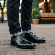 model-casual-setting - Men's Black Leather Oxford Dress Shoes