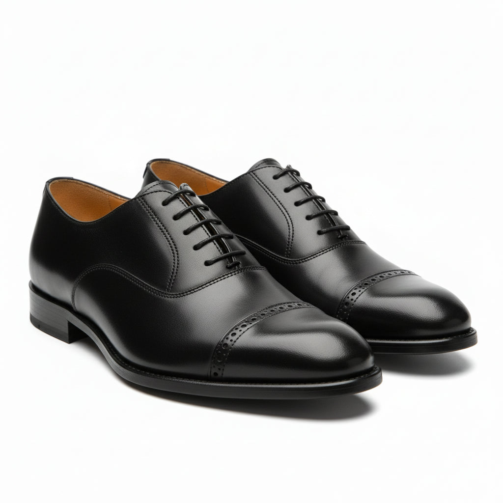 model-casual-setting - Men's Black Leather Oxford Wingtip Dress Shoes