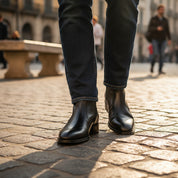 model-casual-setting - Men's Black Leather Zip Boots Engineer Design