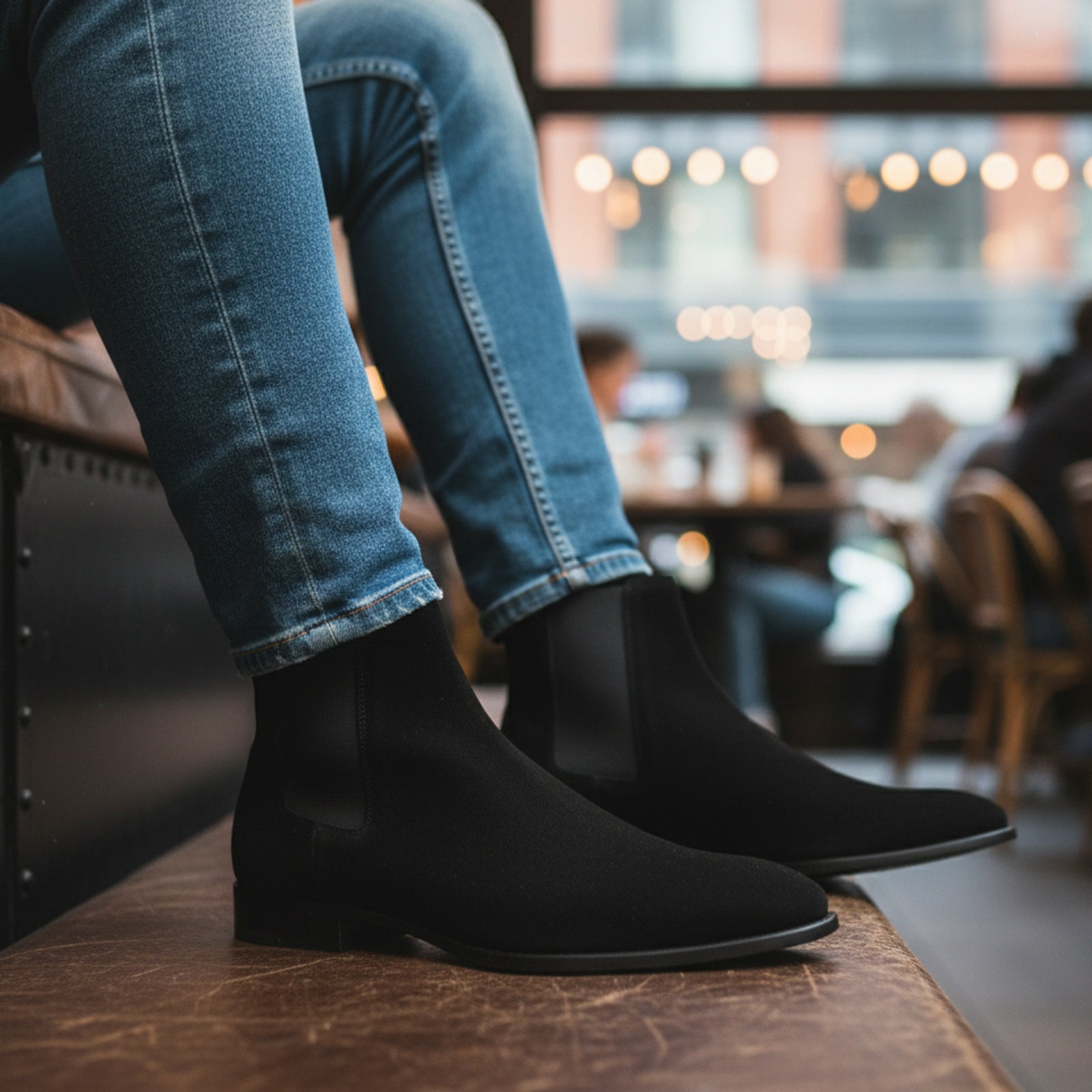 model-casual-setting - Men's Black Suede Chelsea Ankle Boots