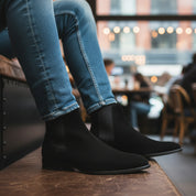 model-casual-setting - Men's Black Suede Chelsea Ankle Boots