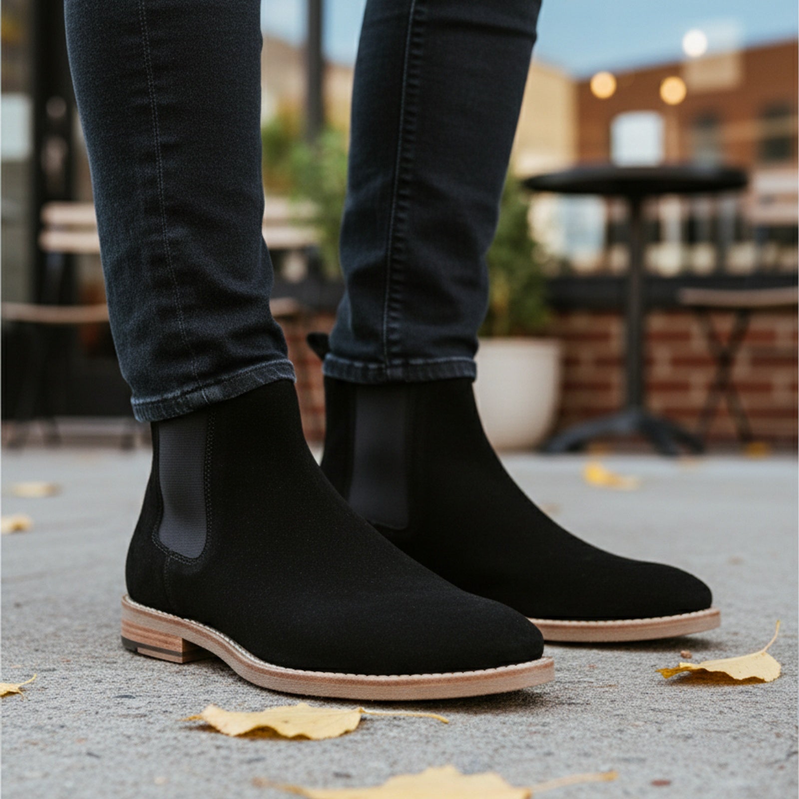 model-casual-setting - Men's Black Suede Chelsea Boots