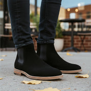 model-casual-setting - Men's Black Suede Chelsea Boots