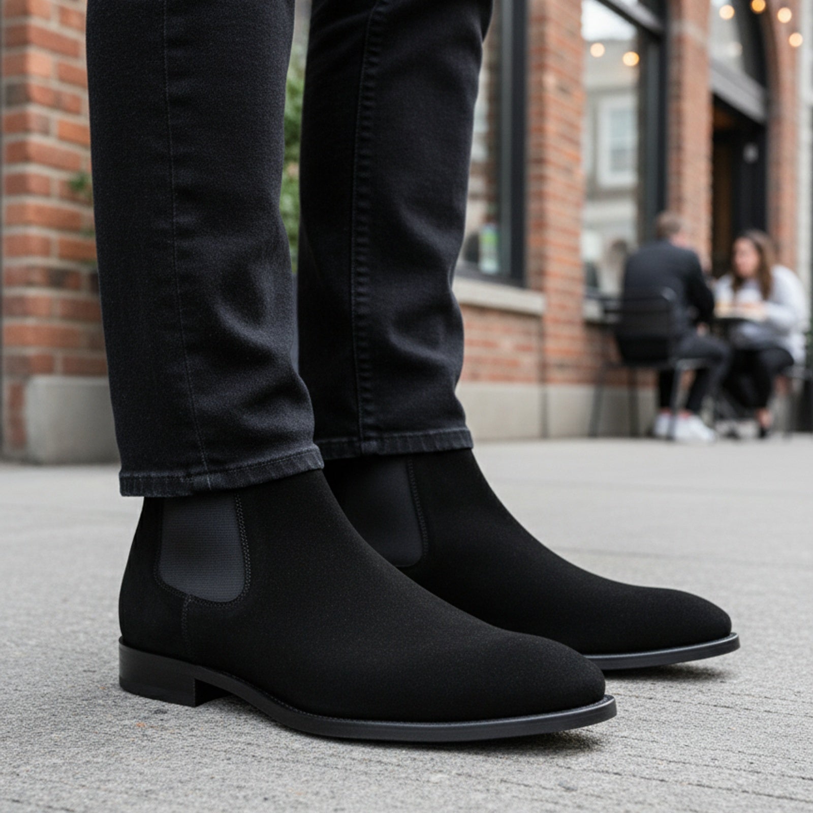 model-casual-setting - Men's Black Suede Chelsea Boots