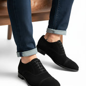 model-casual-setting - Men's Black Suede Oxford Dress Shoes