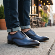 model-casual-setting - Men's Blue Leather Brogue Dress Shoes