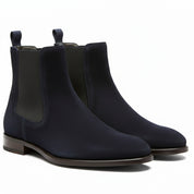 model-casual-setting - Men's Blue Suede Chelsea Boots