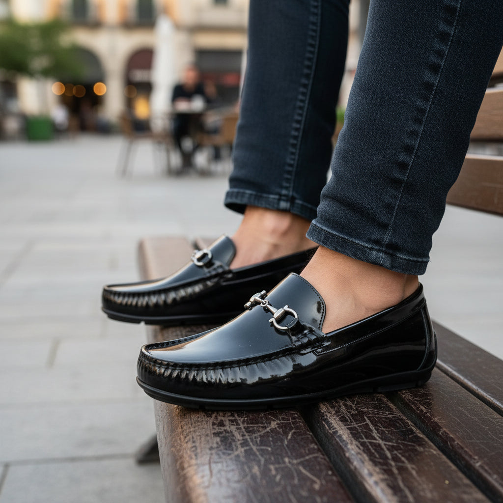 model-casual-setting - Men's Brown Cow Leather Bit Loafers