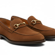 model-casual-setting - Men's Brown Cow Leather & Suede Penny Loafers