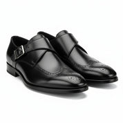 model-casual-setting - Men's Brown Genuine Leather Buckle Dress Shoes