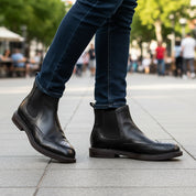 model-casual-setting - Men's Brown Leather Brogue Chelsea Boots