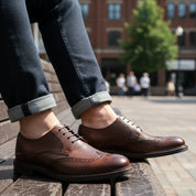 model-casual-setting - Men's Brown Leather Brogue Dress Shoes