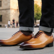 model-casual-setting - Men's Brown Leather Brogue Dress Shoes