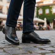 model-casual-setting - Men's Brown Leather Brogue Dress Shoes