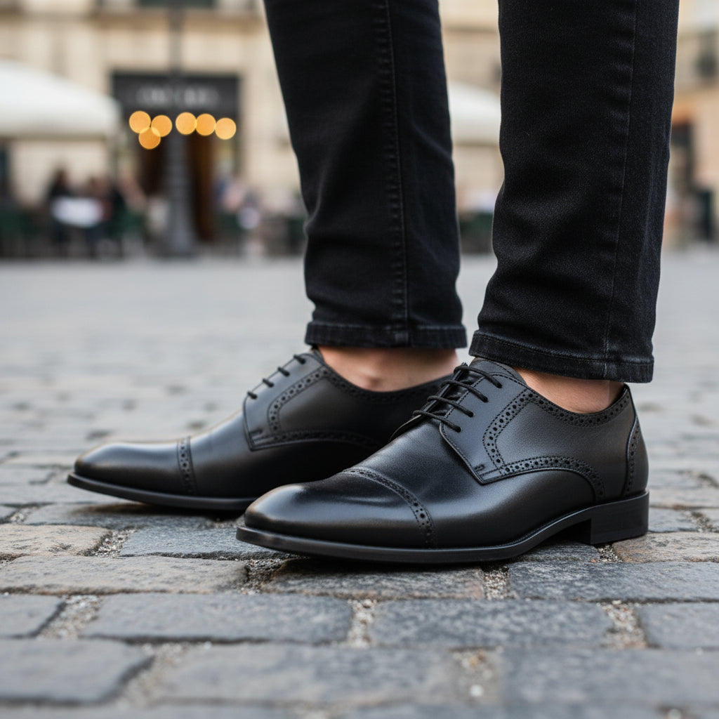 model-casual-setting - Men's Brown Leather Brogue Dress Shoes