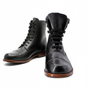 model-casual-setting - Men's Brown Leather Cap-Toe Ankle Boots