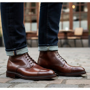 Men's Brown Leather Cap Toe Ankle Boots - model-casual-setting