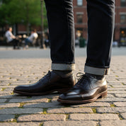model-casual-setting - Men's Brown Leather Cap Toe Shoes