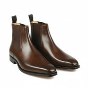Men's Brown Leather Chelsea Boots | Ankle Office Boots - model-casual-setting