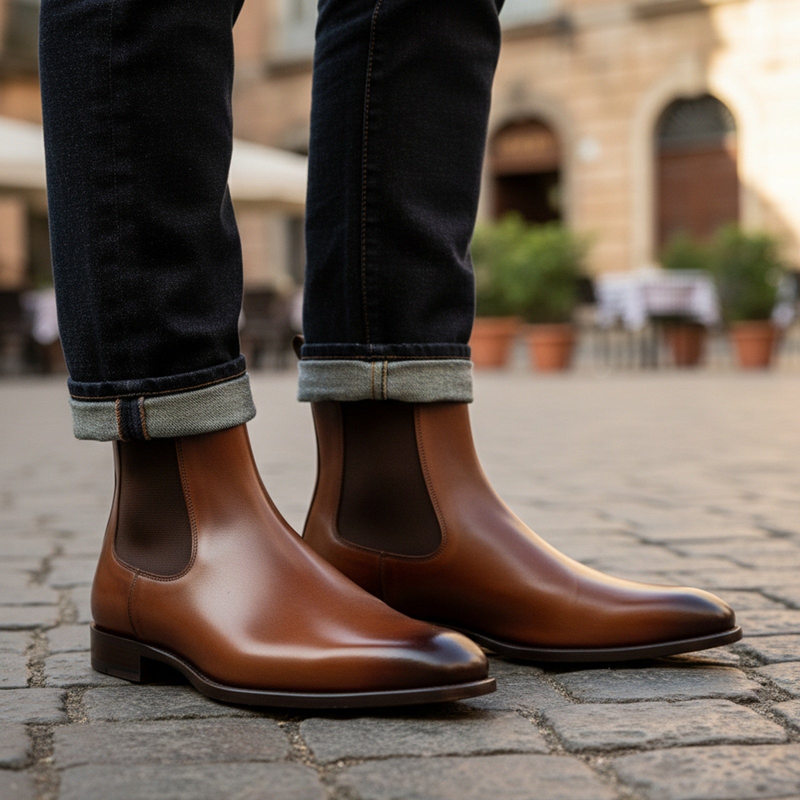 model-casual-setting - Men's Brown Leather Chelsea Boots
