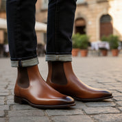 model-casual-setting - Men's Brown Leather Chelsea Boots