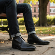 model-casual-setting - Men's Brown Leather Chukka Ankle Boots