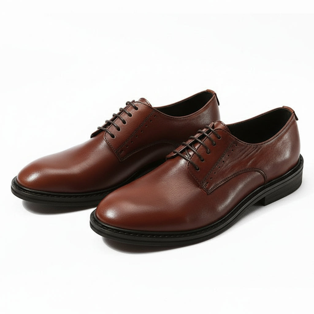 model-casual-setting - Men's Brown Leather Derby Shoes