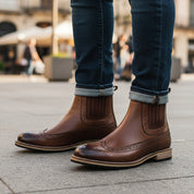 model-casual-setting - Men's Brown Leather Dress Boots