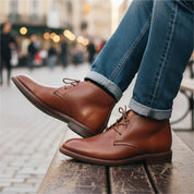 model-casual-setting - Men's Brown Leather Dress Boots